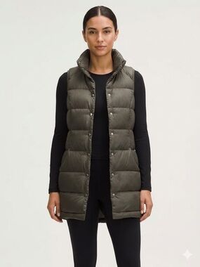 lululemon athletica Long Olive Green Puffer Vest